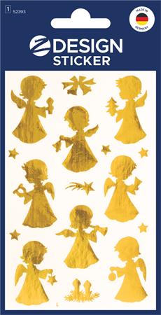 Matrica,  2 ív, 76x120 mm, AVERY ZWECKFORM, "Z-Design No.52393", arany angyalkák